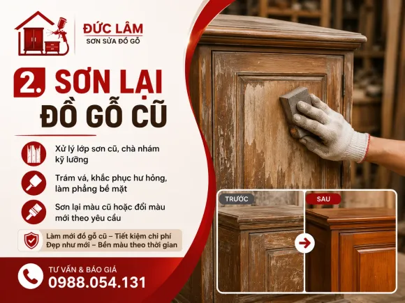 Sơn Lại Đồ Gỗ Cũ